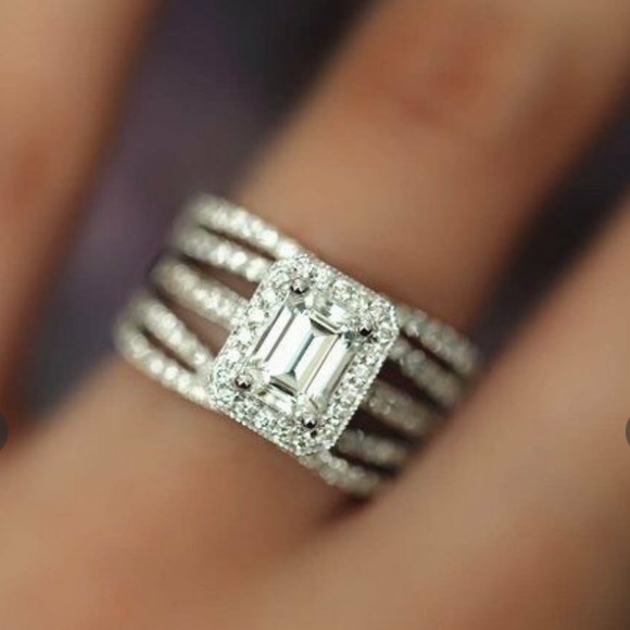 3pcs/set Gold Plated Engagement Wedding Ring - Picture 4 of 5